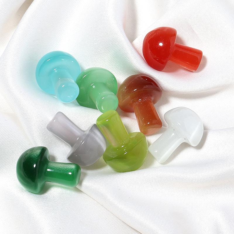 5Pcs/Lot 20×15mm Cat's Eye Beads Colorful Mushroom Shaped  Nonporous Accessories For Jewelry Production Diy Charm Pendant
