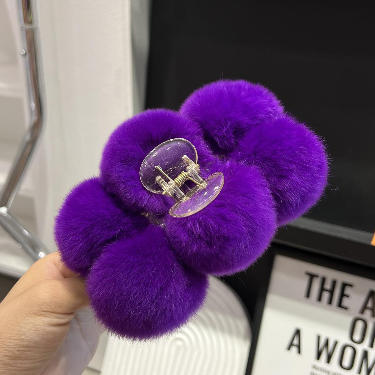 

Зимний темпераментный натуральный кроличий мех, коготь для волос, шариковый захват, большой плюшевый захват для волос на затылке, заколка в виде акулы, головной убор