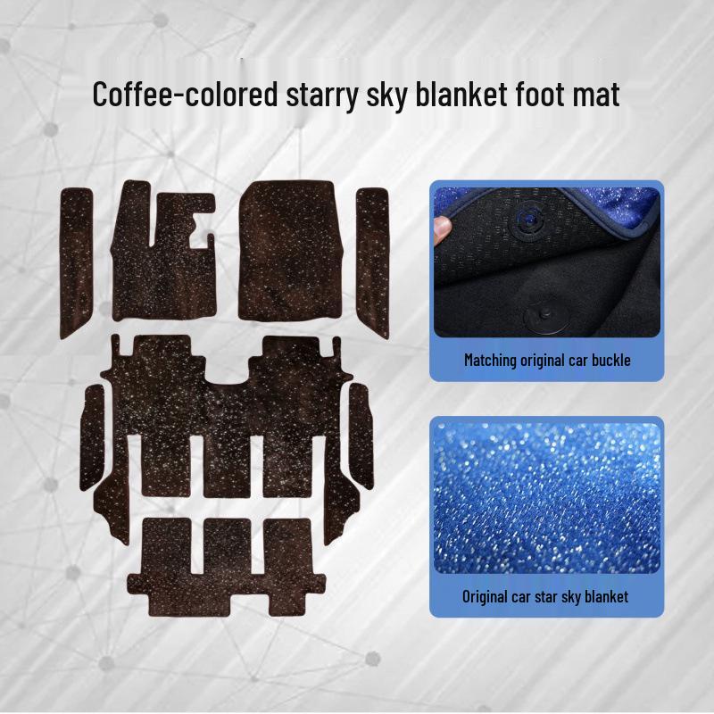 Customized Velvet Floor Mats for 25 Denza D9 Models - Middle Row Starry Sky Design
