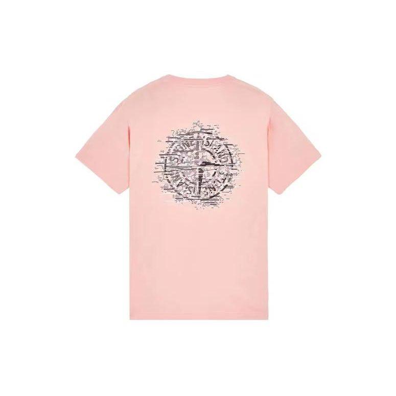Футболка Stone Island с логотипом на груди и спине розовая мужская уличная одежда 78152NS89-V0080 M 13480₽