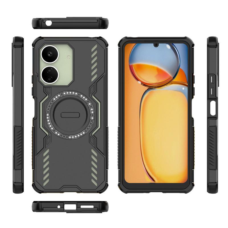 Shockproof Armor Case For Xiaomi Redmi 13C Magnetic Adsorption Wireless Charge Cover Redmi 13C Case For Redmi 13C Case 6.74 Inch