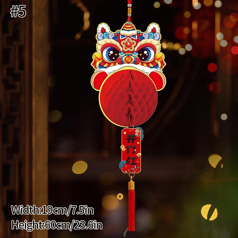 Chinese Red Lantern Traditional New Year Festival Hanging Decor Chinese Spring Festival Paper Honeycomb Lanterns