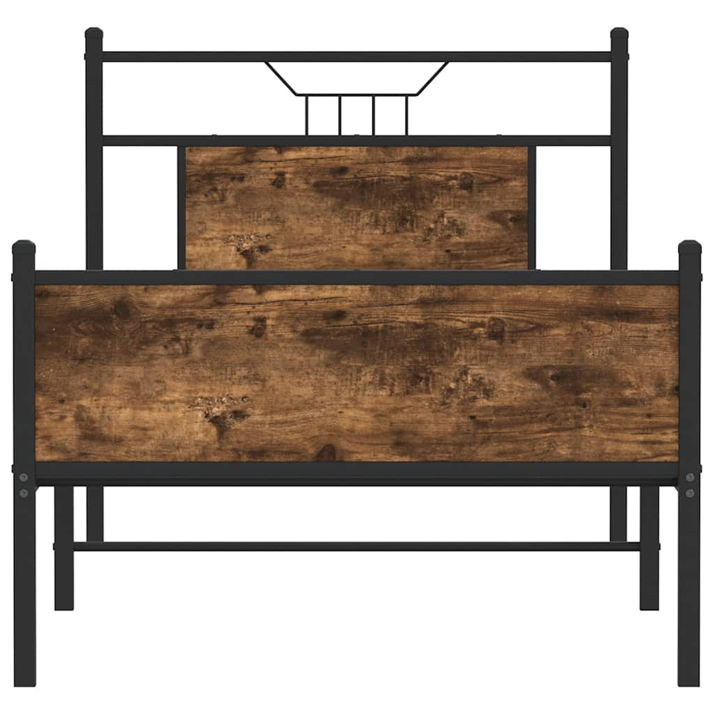 Bed Frame without Mattress Smoked Oak Finish 80 x 200 cm Engineered Wood