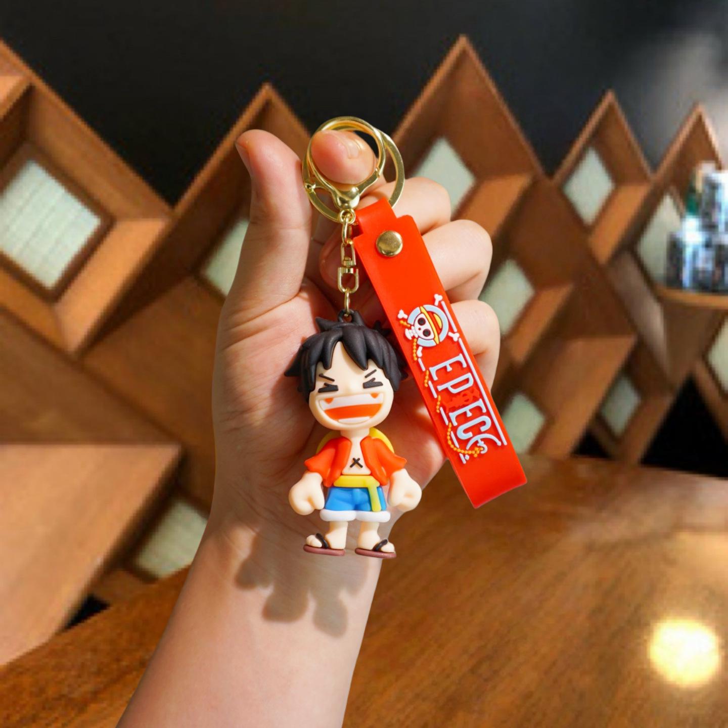 3D Luffy Anime Keychain: One Piece Figure Pendant for Backpack or Car Keys