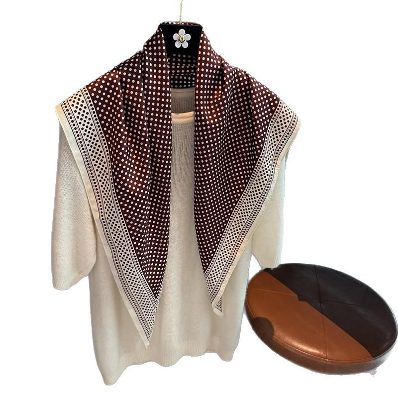 Scarf Simple And Versatile Multi-Functional Shawl Solid Color Minimalist Diamond Scarf Simulation Silk Twill Cool Triangular Silk Scarf