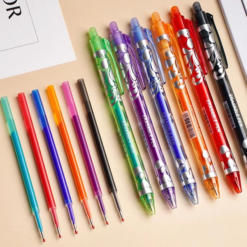 Large Capacity Ink Erasable Pen 6-color Push Gel Pen Set 0.5mm Transparent Colors Pen Office Writing Supplies Kawaii Stationery