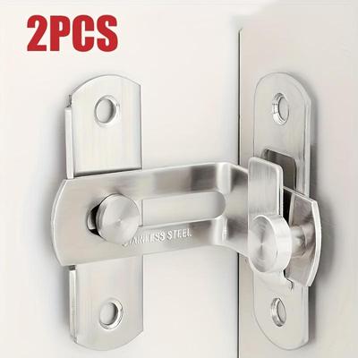 2-Pack Metal Gate Latches with 90-Degree Angle Lock - Stainless Steel and Simple Black Door Buckles for Home & Bathroom Safety Security