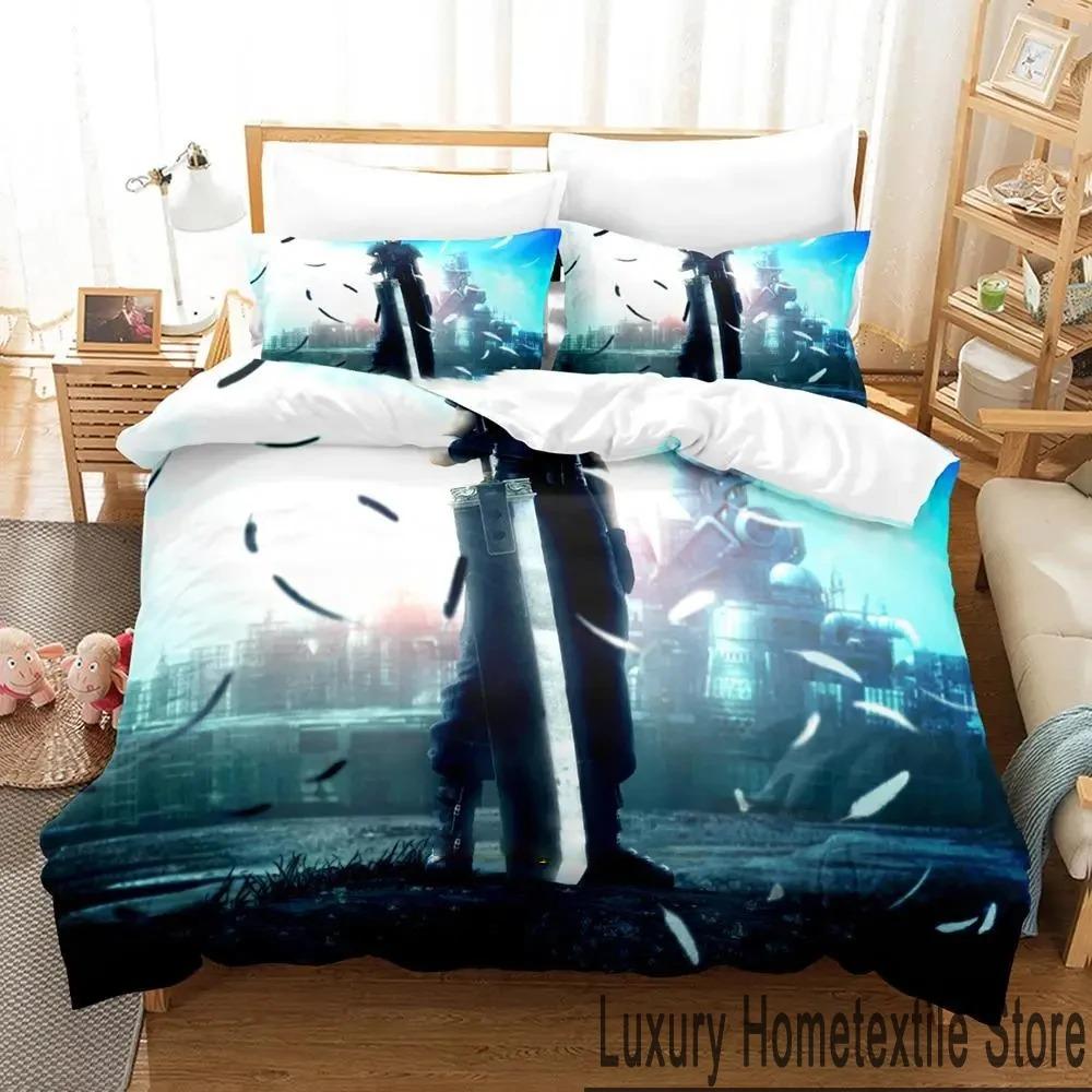 3D Print Game Crisis Core Final Fantasy VII Bedding Set Boys Girls Twin Queen King Size Duvet Cover Pillowcase Bed Boys Adult
