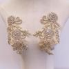 Custom 3D Eco-Friendly Flatback Hot Fix Rhinestone Appliques for Wedding Suits Costumes-Gold Beaded Trim Luxury Fabric