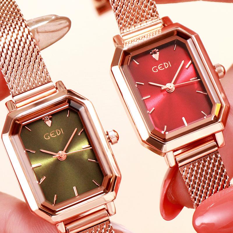 Simple And Versatile Casual Watch Women'S Square Retro Mesh Belt Watch Waterproof Quartz Women'S Watch