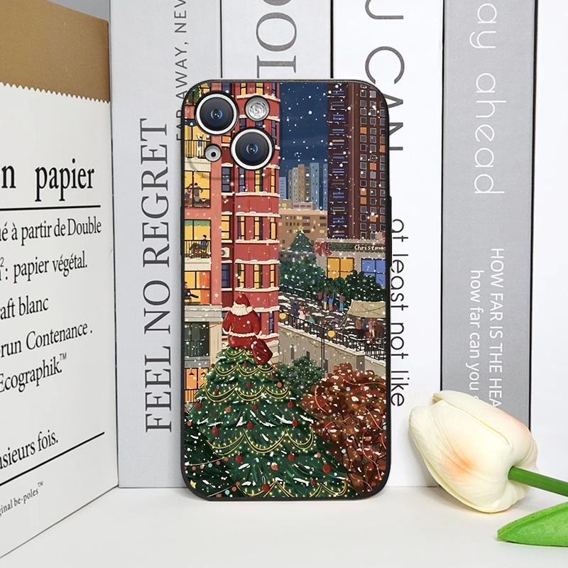 Custodia per Telefono con Motivo Scenico Vetrina Negozio Strada Nevosa di Natale per IPhone 17 16 12 11 14 Plus 13 15 ProMax Mini X XS XR Copertura Morbida