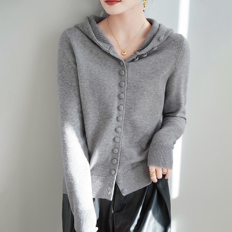 

Women s Red Hooded Toggle Sweater: Thick, Heat-Generating Wool Knitted Cardigan for Autumn/Winter Extra Large