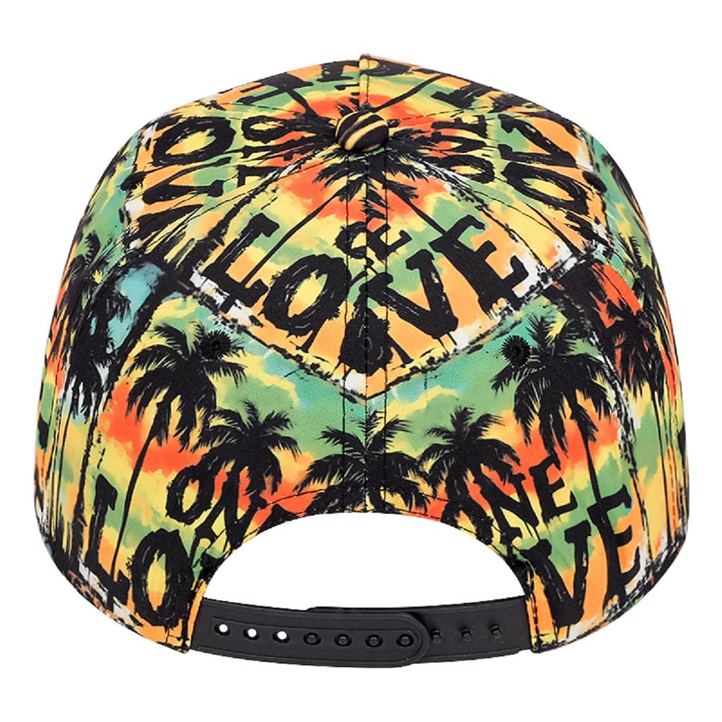 2025 New LOVE Coconut Tree Printed Flat Edge Hat Fashion Outdoor Leisure Beach Decoration Hat Baseball Hat Hip Hop Hat Unisex