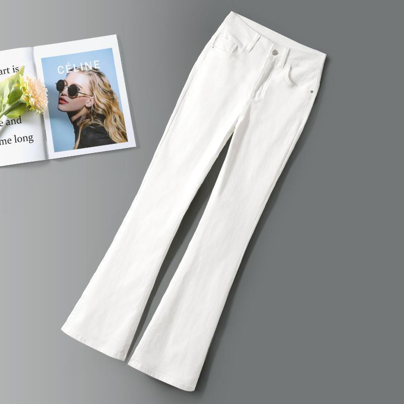 2024 Women s White High-Waisted Micro-Flare Summer Jeans 34
