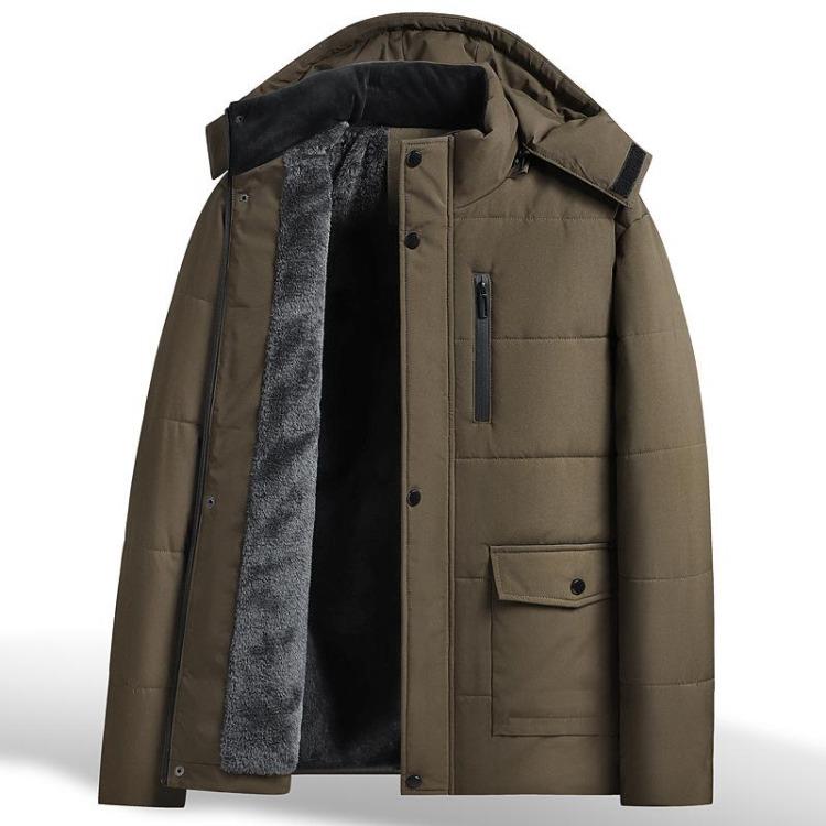 Warm Hooded Winter Coat for Men Thick Fleece Cotton Jacket Middle Aged and Elderly