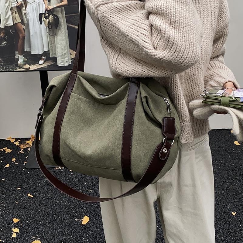 Stylish Canvas Shoulder Bag for Women with Wide Strap and Spacious Design
