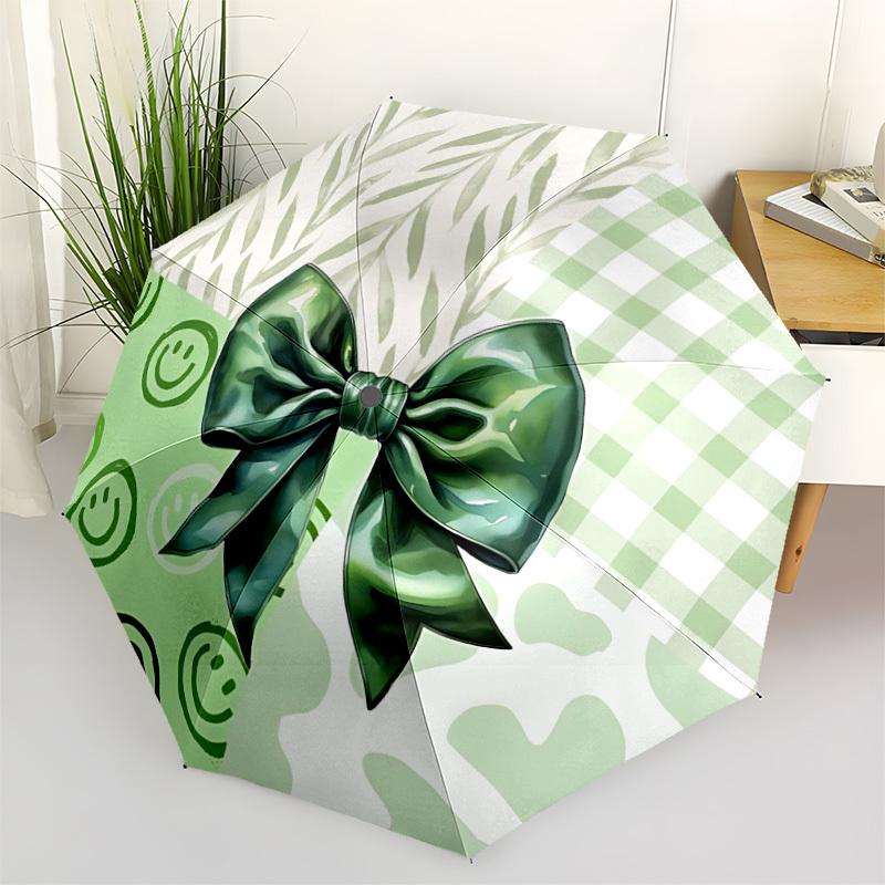

1pc Bow, Green Automatic Folding Umbrella, 8-Rib Iron Frame, Casual Outdoor Accessory for Birthday Festival Gifts yy251128211