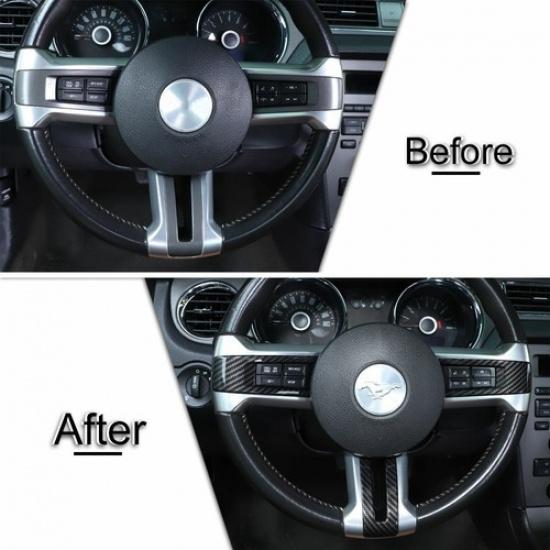 Interior Steering Wheel Molding Cover Trim for Ford Mustang 2009-13 Carbon Fiber