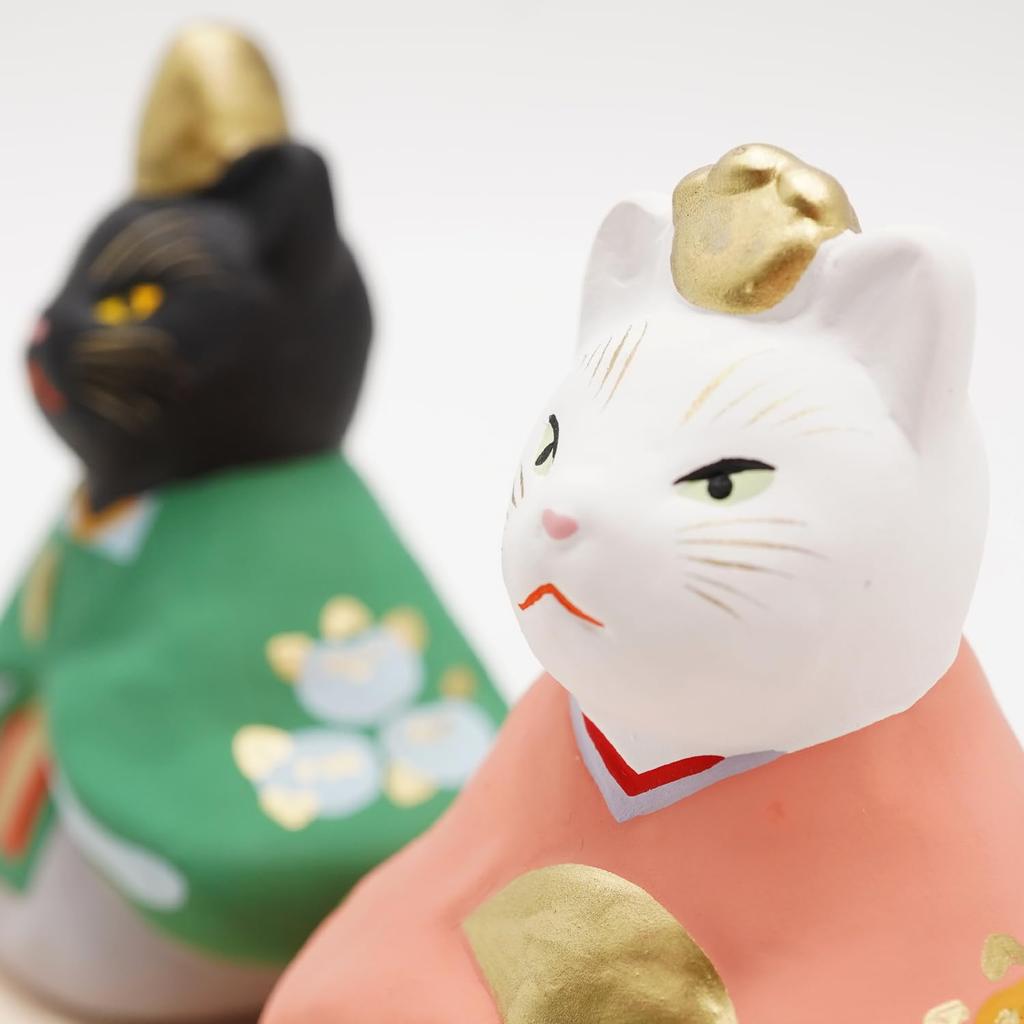 Fukubeya Hina Hina Doll by Toy Modern and perfect for celebrations and Seto-yaki Doll, Cat-Sided (Tachibana) Workshop. adorable, gifts.