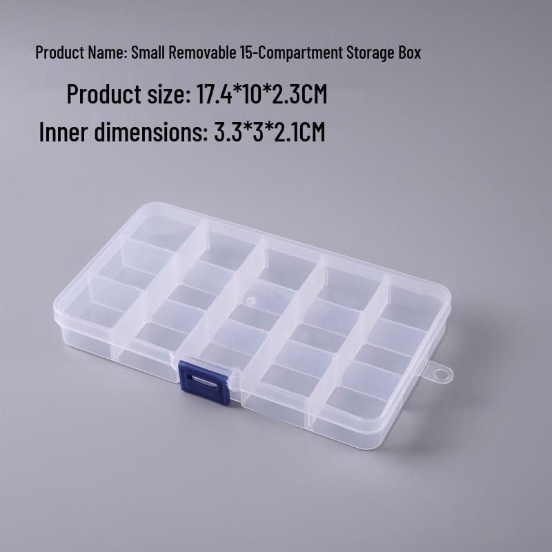 

Transparent 15-Compartment Tackle Box for Lures, Jewelry, and Accessories