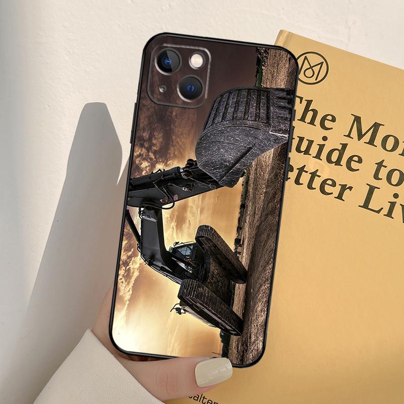 Excavator Case For iPhone 16 15 14 Pro Max Plus 13 12 Mini 11 Pro Max Back Cover
