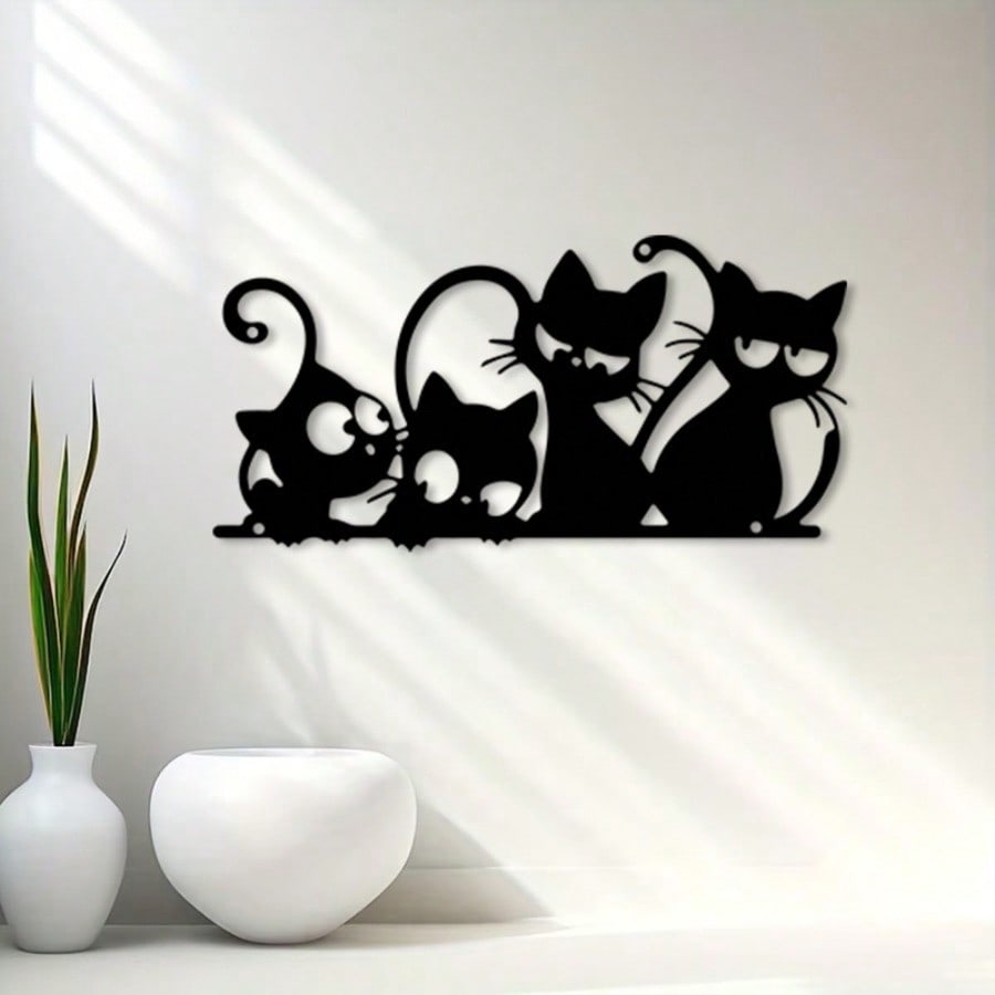 Minimalist Cat Wall Decor Metal Iron Art for Indoor Outdoor Garden Patio