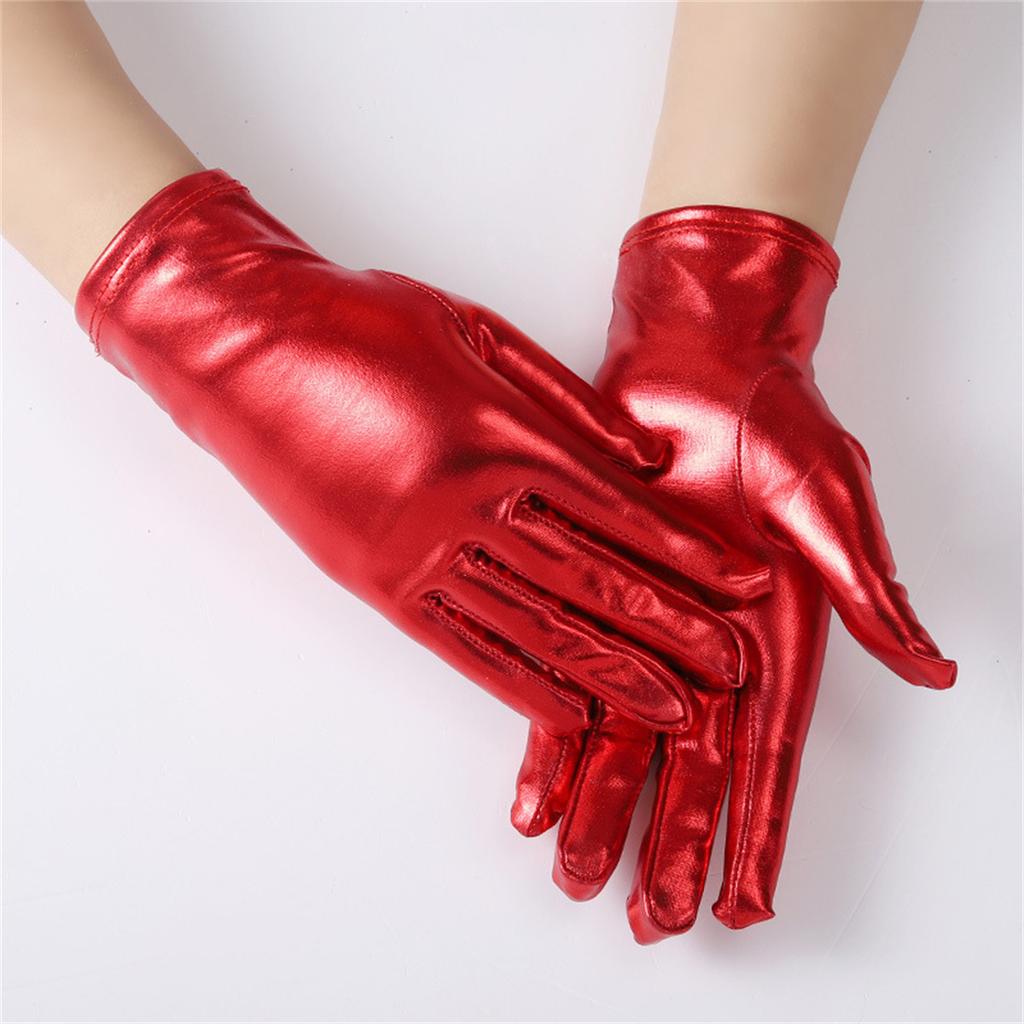 Gants courts en cuir verni pour cosplay, gants de performance punk, gants de performance pour fête en boîte de nuit