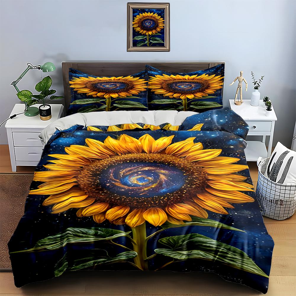Sunflower Galaxy Design. Bedding Duvet Cover Sets Duvet Covers Pillowcases Gifts (1 * Duvet Cover 2 * Pillowcases, Without Duvet Insert)
