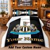 Newcastle United FC Pattern Bedding 3Pcs Set Custom Name, Bed Sheet And Pillowcases For Home Bedroom