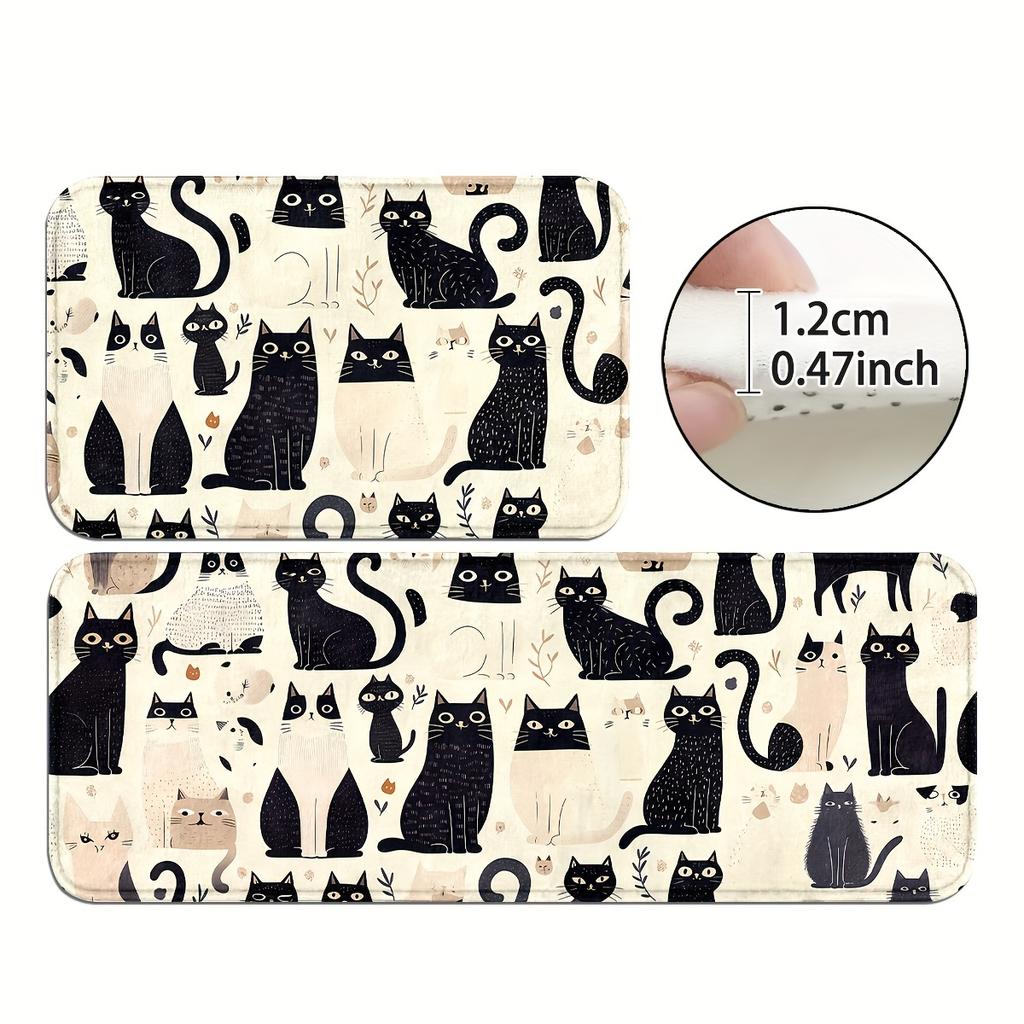 1 alfombra de cocina antifatiga con estampado de gatos, impermeable, antideslizante, gruesa y acolchada, resistente y cómoda.