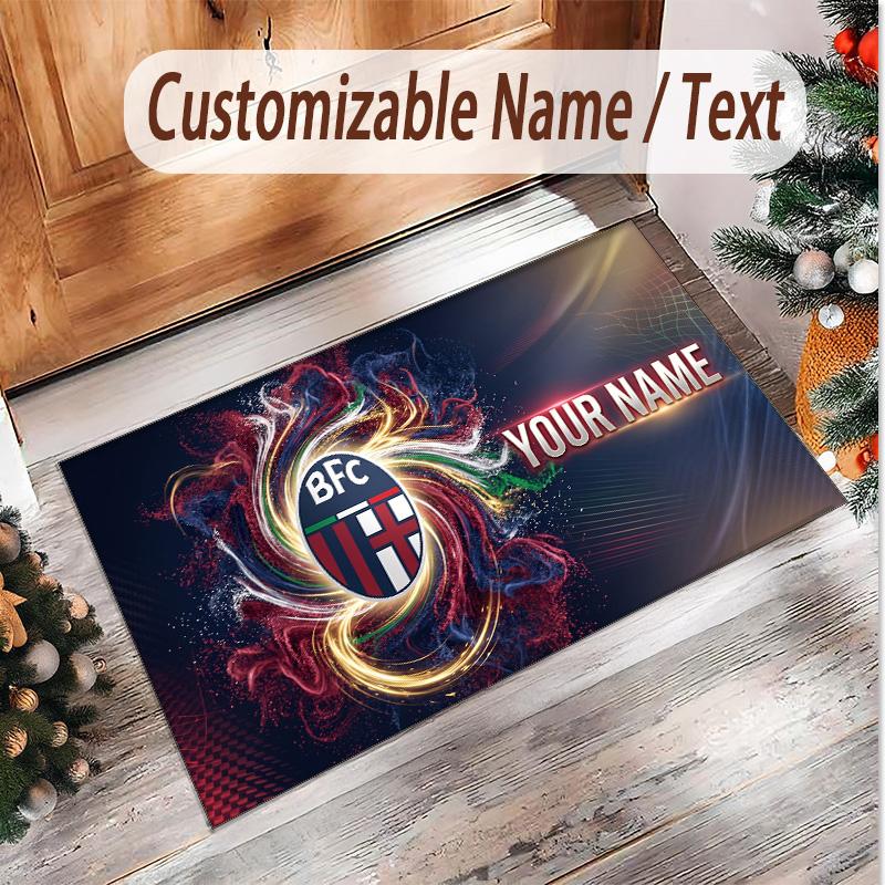 Personalized Crystal Velvet Carpet Bologna FC Pattern Non Slip Floor Rug