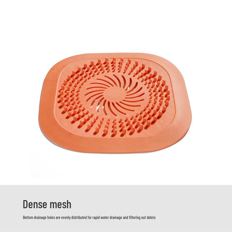 Square Silicone Bathroom Drain Cover, Anti-Clogging Hair Filter