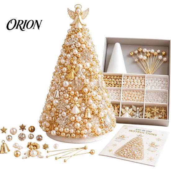 Handmade Gift for Craft Lovers DIY Beaded Tree Kit Adults, Christmas Bead Kit, Decorative Faux Pearl Beading 3D Ornament Holiday Tabletop Mantel
