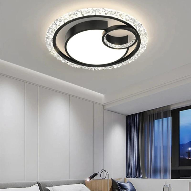 Moderne Runde LED Bescheidene Deckenleuchten für Schlafzimmer Küche Goldene Kristall-Kronleuchter Arbeitszimmer Badezimmer Deckenleuchter