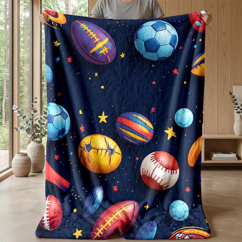 Sports Ball Pattern Theme blanket Lightweight Warm Flannel Blanket Decorative Throw Blanket for Home Decoration