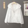 Women Plus Size Summer Sunscreen Hooded Lightweight Loose Windbreaker Breathable Outdoor Thin Jacket   Trench Coat