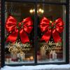 Holiday Glass Clings Christmas Bow Window Sticker Red Static Cling Waterproof Electrostatic Film Removable PVC Decal for Home Windows Doors
