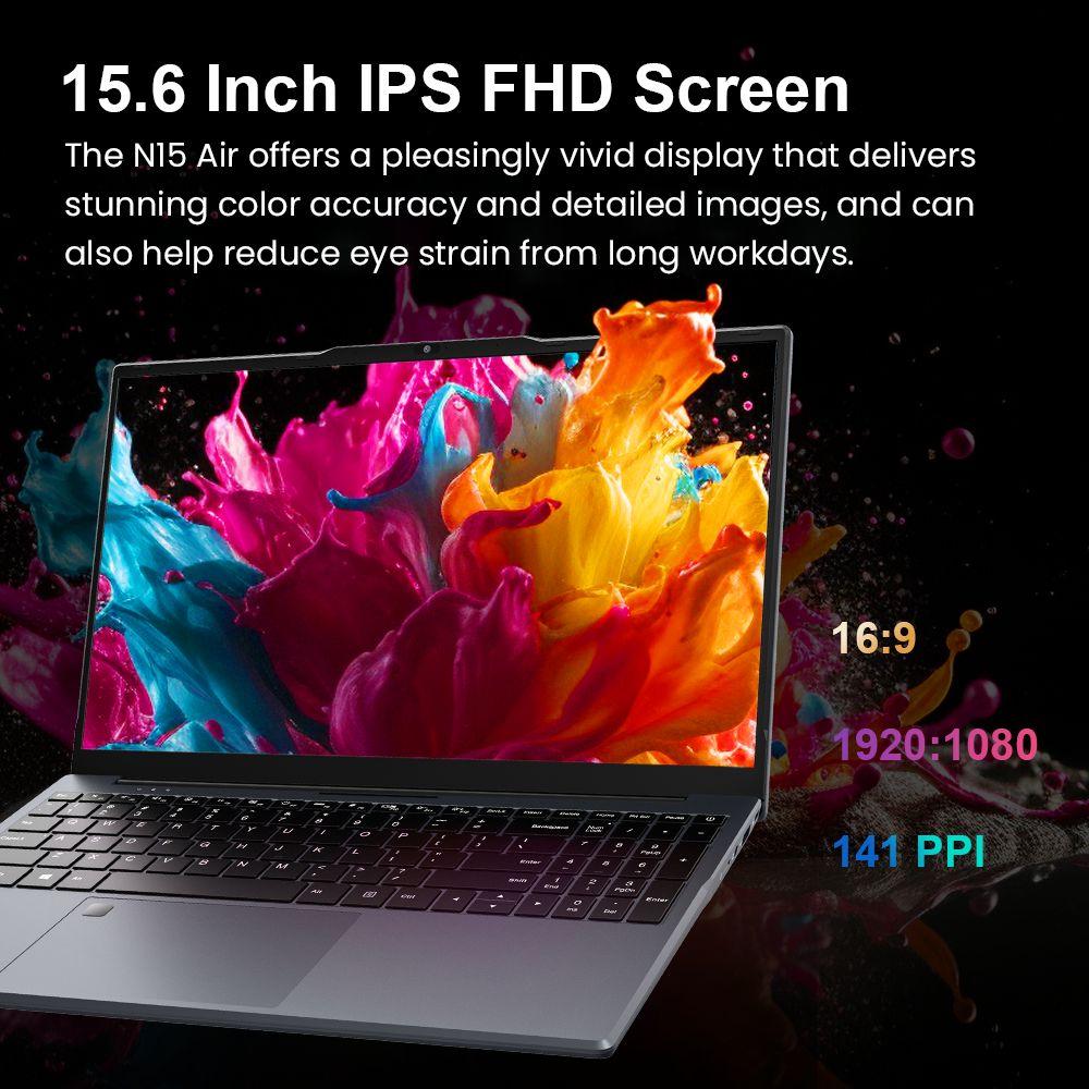 Ninkear N15 Air Laptop, 15.6 Inch 1920x1080 IPS Screen, Intel N150 4 Core Max 3.6GHz, 16GB RAM 512GB SSD