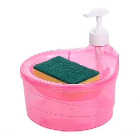 

Kitchen Soap Dispenser with Quick-Drying Sponge Holder Quick Drying Removable Refillable Drip Tray One-Hand Operation Anti-Slip Base Kitchen Sink Round красный