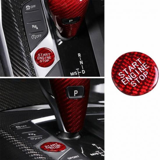 Fit For BMW 3 Series G20 - Red Carbon Fiber One Start Sticker Decoration