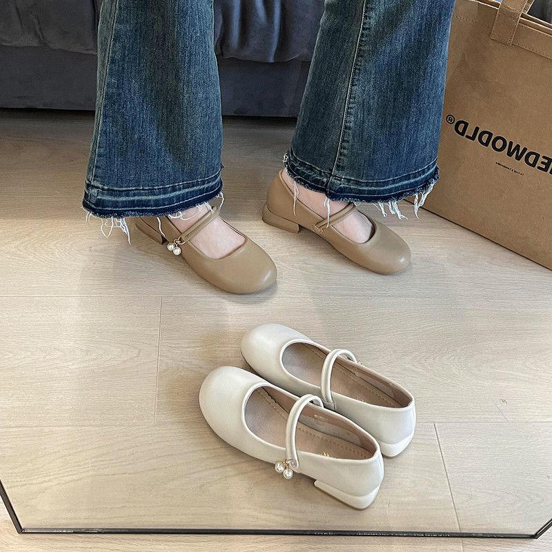 Fashion Hot Selling 2025 Ballerina Flats French Style Women Vintage Flats Button Square Toe Casual Shoes Leopard Comfort Loafers Shoes