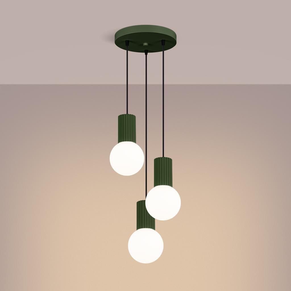 Lampa Wisząca Halo 3 G9 Zielony Oliwkowy Alu Sollux Sl.1725