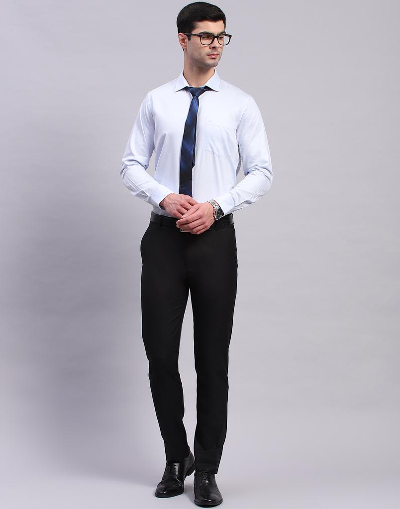 MONTE CARLO Light Blue Solid Cutaway Collar Shirt