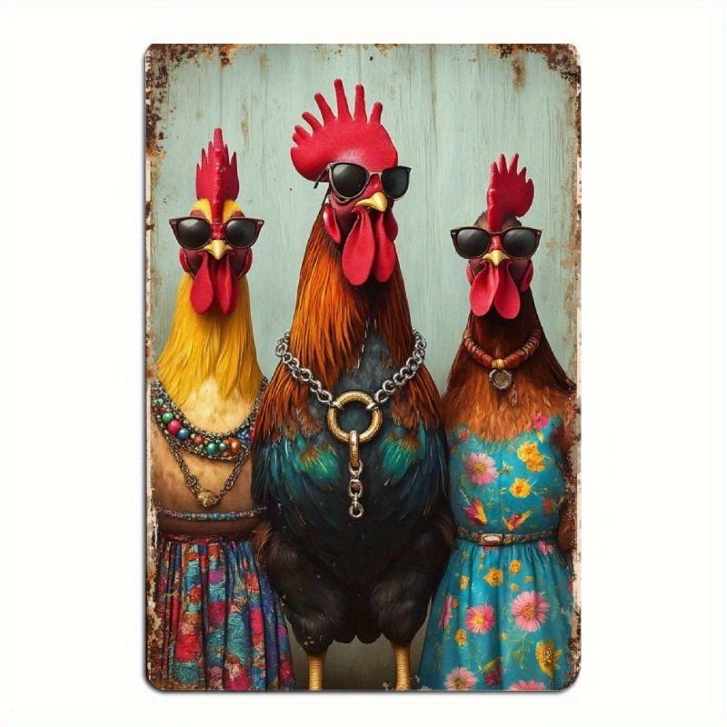 Retro Metal Animal Wall Art for Home Kitchen Farm Cafe Garden