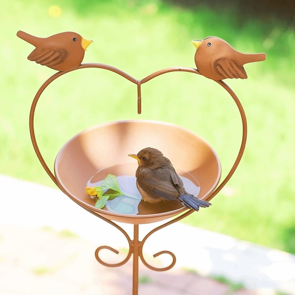 Retro Bird Feeder Ground Plugin Decorative Bird Feeding Dish Crafts Bird Water Bowl  Drinking