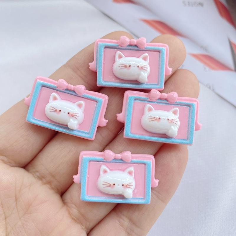 10 Pcs New Cute Cartoon Little Girl, Cat Series Flat Back Resin Scrapbooking DIY Jewelry Hairpin Craft Decoration Accessorie