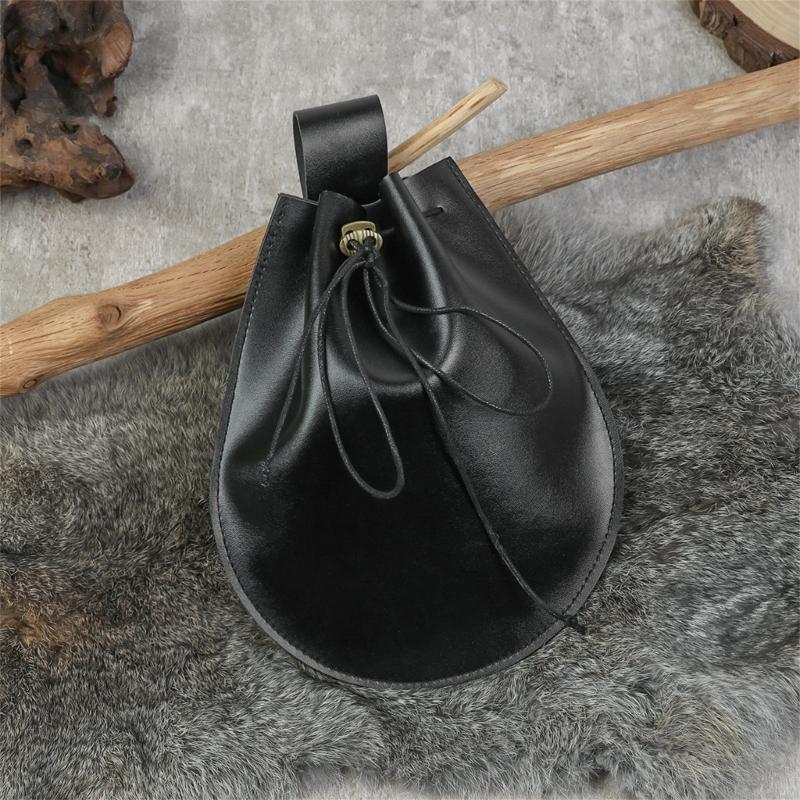 Medieval Faux Leather Belt Pouch,Portable Retro Renaissances Belt Bag Coin Purse Dices Bag for LARP,Halloween Cosplay