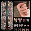1Box Colorful Leopard Print Nail Charms Spotted Bow Heart Nail Art Decorations Nail Salon