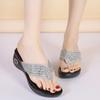Women Wedges Rhinestone Flip Flop Slippers Summer New Thick Sole Lightweight Fashionable Outdoor Modern Slippers Sandals