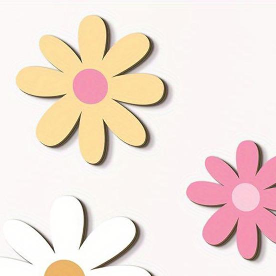 6Pcs/Set Wooden Flower Wall Decoration Farmhouse Rustic Floral Wall Art Home